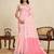 peach linen printed saree with blouse