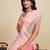 peach linen printed saree with blouse