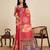 red linen printed saree with blouse