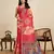 red linen printed saree with blouse