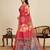 red linen printed saree with blouse