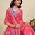 dark peach linen printed saree with blouse