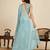 turquoise linen printed saree with blouse