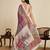 violet linen printed saree with blouse