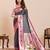navy blue art silk woven saree with blouse