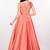 Peach silk sleevless embroidered gown