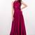 Deep pink silk sleevless embroidered gown