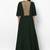 Dark green georgette cape sleeve embroidered gown