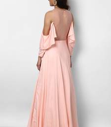 Baby pink silk cold shoulder embroidered gown