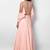 Baby pink silk cold shoulder embroidered gown