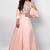 Baby pink silk cold shoulder embroidered gown