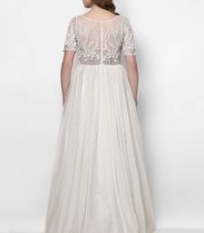 White net short sleeve embroidered gown