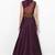 Purple silk sleevless embroidered gown
