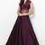 Purple silk sleevless embroidered gown