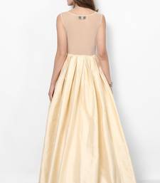 Ivory silk sleevless embroidered gown