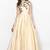 Ivory silk sleevless embroidered gown