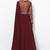 Maroon georgette cape sleeve embroidered gown