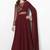 Maroon georgette cape sleeve embroidered gown