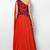 Red crape silk cape sleeve embroidered gown
