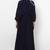 Navy blue georgette wing sleeve embroidered gown