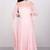 Pink georgette cape sleeve embroidered gown