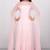 Pink georgette cape sleeve embroidered gown