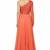 Tangrine georgette monosleeve embroidered gown
