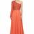 Tangrine georgette monosleeve embroidered gown