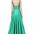 Sea green silk sleevless embroidered gown