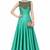 Sea green silk sleevless embroidered gown