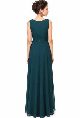 Dark green georgette sleevless embroidered gown 2