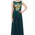 Dark green georgette sleevless embroidered gown