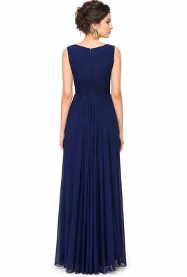 Navy blue georgette sleevless embroidered gown 2