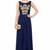 Navy blue georgette sleevless embroidered gown