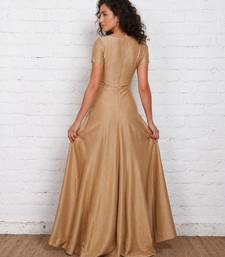Golden  dupion silk short sleeve embroidered gown