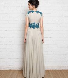 Antique white georgette cap sleeve embroidered gown