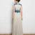Antique white georgette cap sleeve embroidered gown