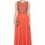 Orange georgette sleevless embroidered gown