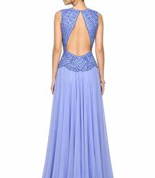 Light blue georgette sleevless embroidered gown