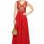 Red georgette sleevless embroidered gown
