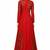Red georgette full sleeve embroidered gown