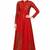 Red georgette full sleeve embroidered gown
