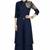 Navy blue georgette 3/4th sleeve embroidered gown
