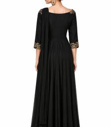 Black georgette 3/4th sleeve embroidered gown