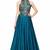 Turquoise blue silk sleevless embroidered gown