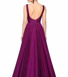 Deep pink silk sleevless embroidered gown