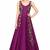 Deep pink silk sleevless embroidered gown