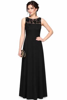 Black georgette sleevless embroidered gown 2