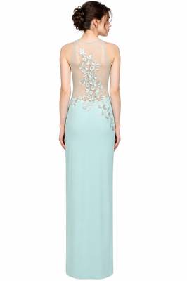 Light blue georgette sleevless embroidered gown 2