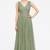 Light green georgette sleevless embroidered gown